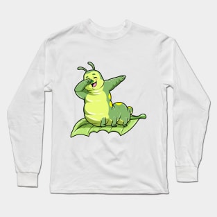 Funny caterpillar on a leaf at dabbing Long Sleeve T-Shirt